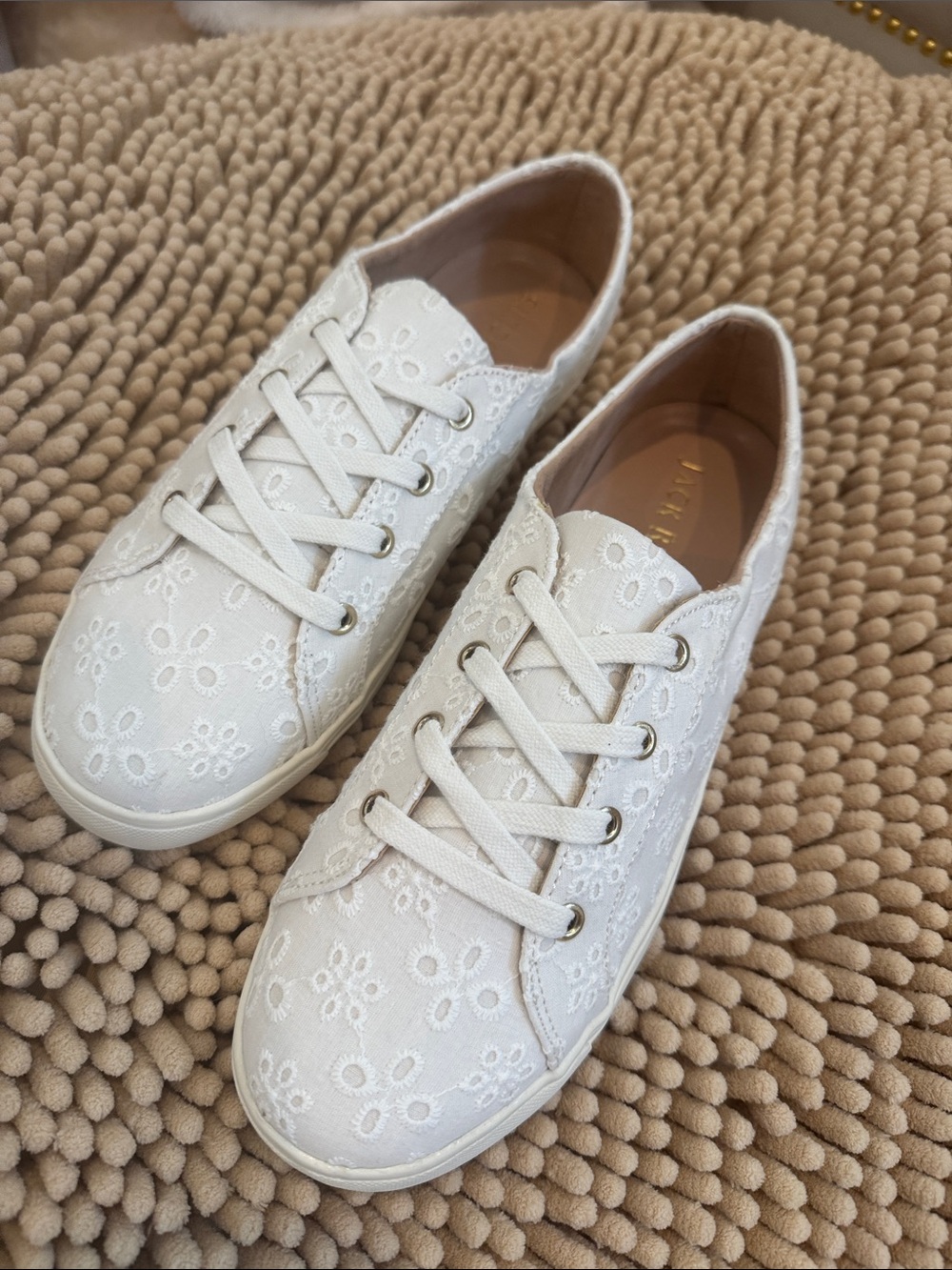 NEW NEVER WORN..Jack Rogers White Eyelet Lace-Up Sneakers